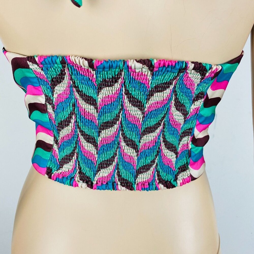 Zara Colorful Mod Bohemian Wavy Print Summer Wome… - image 4